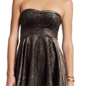 Free people, berry metallic, strapless, mini dress size xs